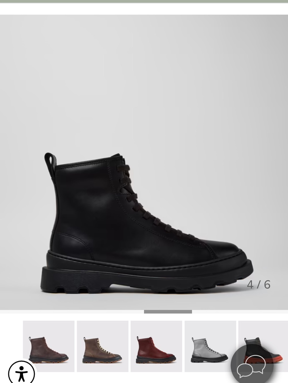 Camper Brutus: Women's Black Leather Lace-Up Combat Boot